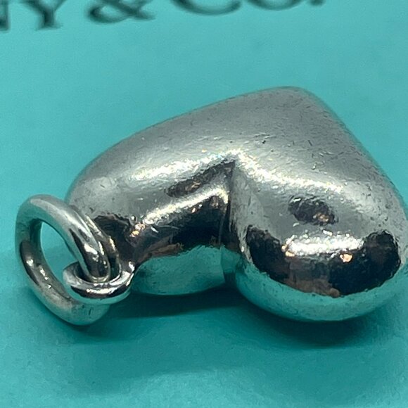 RARE Tiffany & Co. Blue Sapphire Etoile Heart Charm Pendant Sterling Silver - Picture 8 of 15